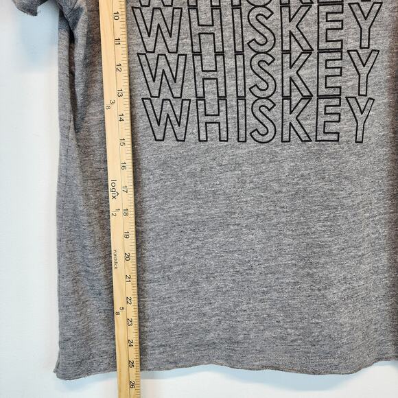 Chaser Whiskey Graphic Shirt Size M Heather Gray Round Neck Raw Hems Lightweight - Picture 7 of 9